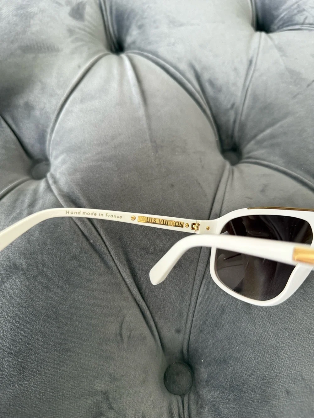 Louis Vuitton Z0240W White Gold Aviator Shield Sunglasses Hand Made in France